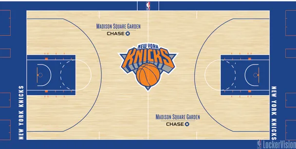 New York Knicks Madison Square Garden home court for 2026 NBA Playoffs Round 1 with classic Knicks branding