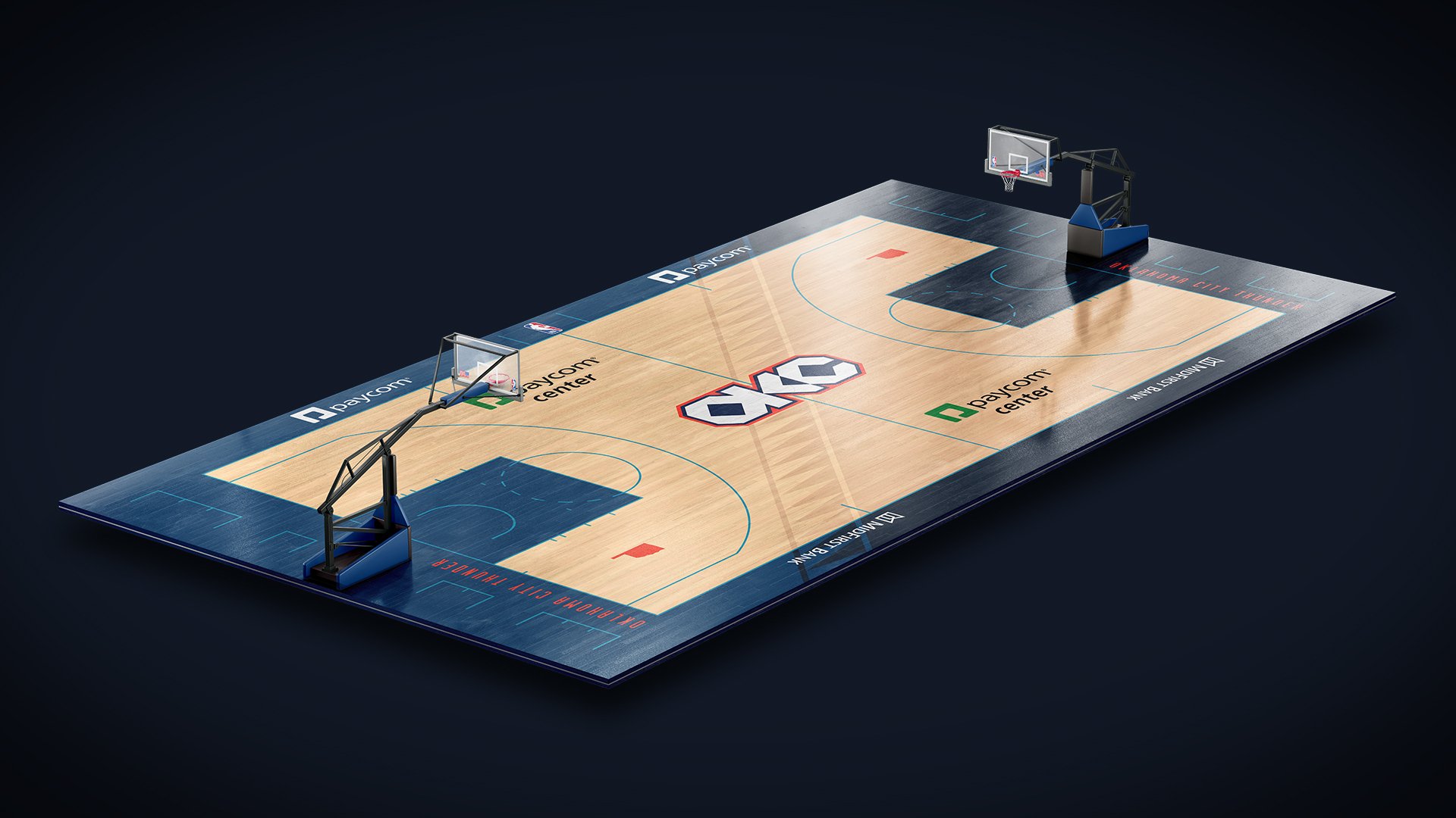 Paycom Center Oklahoma City Thunder City Edition alternate home court for 2026 NBA Playoffs Round 1 Game 2 vs Phoenix Suns