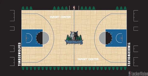 Minnesota Timberwolves Target Center black alternate court for 2026 NBA Playoffs Round 1 first two games