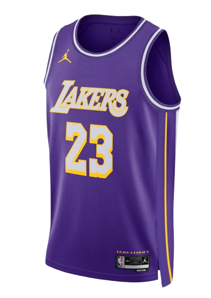Los Angeles Lakers Statement Edition purple road jersey worn at home for 2026 NBA Playoffs Round 1 Game 5 vs Houston Rockets