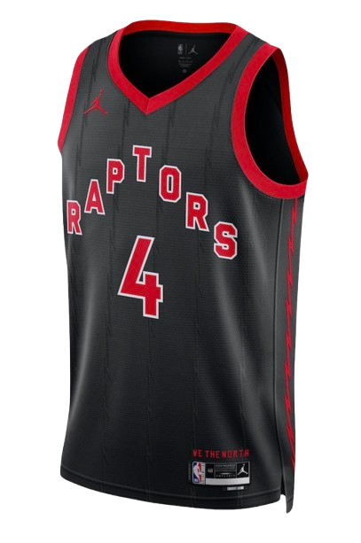 Toronto Raptors Statement Edition black road jersey and uniform for 2026 NBA Playoffs Round 1 Game 5 at Cleveland Cavaliers