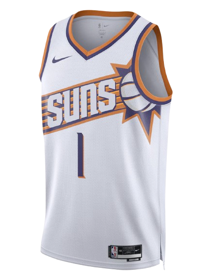 Phoenix Suns Association Edition white road jersey for 2026 NBA Playoffs Round 1 Game 2 at Oklahoma City Thunder