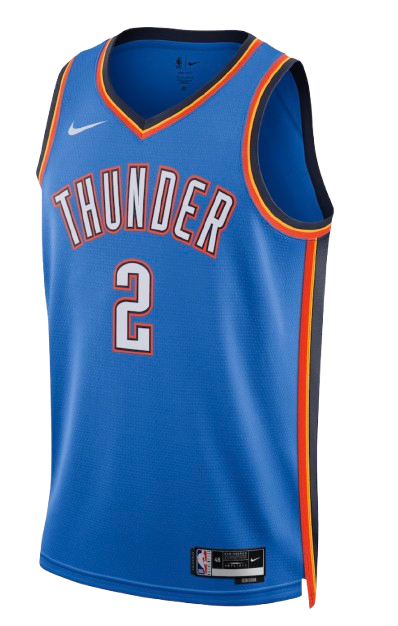 Oklahoma City Thunder Icon Edition blue road jersey and uniform for 2026 NBA Western Conference Finals Game 4 at San Antonio Spurs