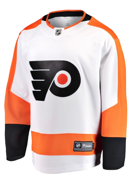 Philadelphia Flyers white road sweater for 2026 NHL Stanley Cup Playoffs Round 1 Game 1 at Pittsburgh Penguins