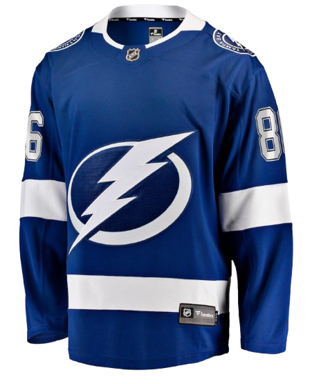 Tampa Bay Lightning blue home sweater for 2026 NHL Stanley Cup Playoffs Round 1 Game 1 vs Montreal Canadiens