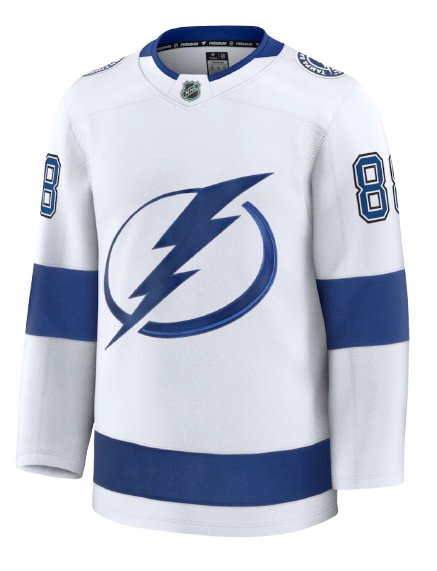 Tampa Bay Lightning white road sweater for 2026 NHL Stanley Cup Playoffs Round 1 Game 6 at Montreal Canadiens