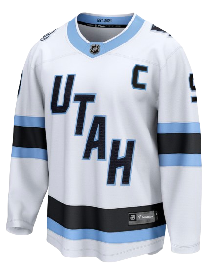 Utah Mammoth white road sweater for 2026 NHL Stanley Cup Playoffs Round 1 Game 1 at Vegas Golden Knights