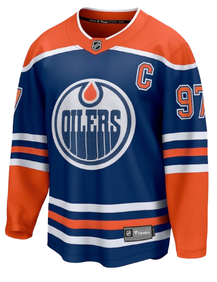 Edmonton Oilers blue alternate home sweater for 2026 NHL Stanley Cup Playoffs Round 1 Game 1 vs Anaheim Ducks