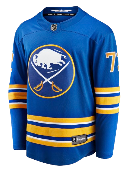 Buffalo Sabres royal blue home sweater for 2026 NHL Stanley Cup Playoffs Round 1 Game 1 vs Boston Bruins