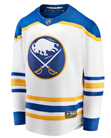 Buffalo Sabres white road sweater for 2026 NHL Stanley Cup Playoffs Round 1 Game 6 at Boston Bruins