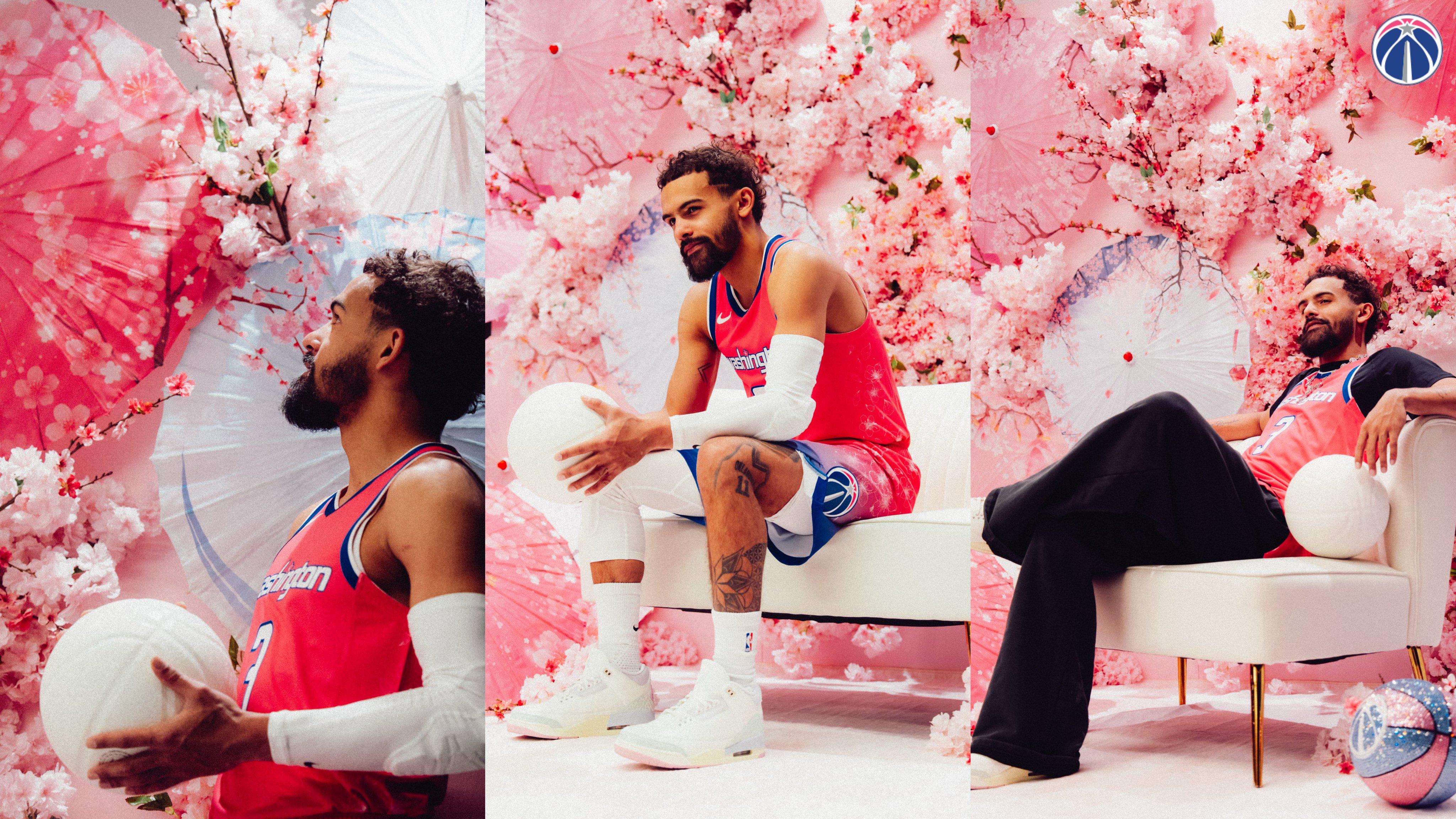Wizards cherry blossom jersey detail shots showing shorts logo