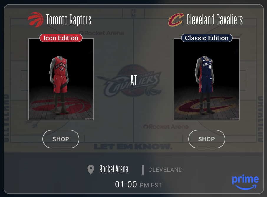 Toronto Raptors Icon Edition red jersey vs Cleveland Cavaliers Classic Edition throwback blue jersey Round 1 2026 NBA Playoffs LockerVision