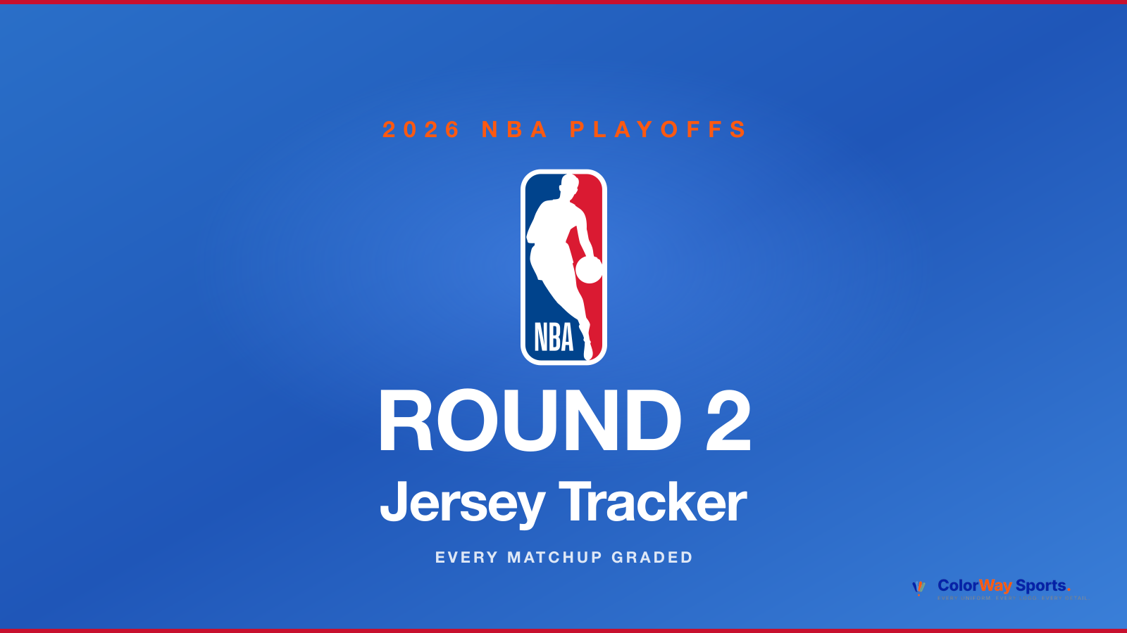 2026 NBA Playoffs Round 2 Jersey Tracker cover with NBA logo and Round 2 wordmark on dark NBA blue gradient