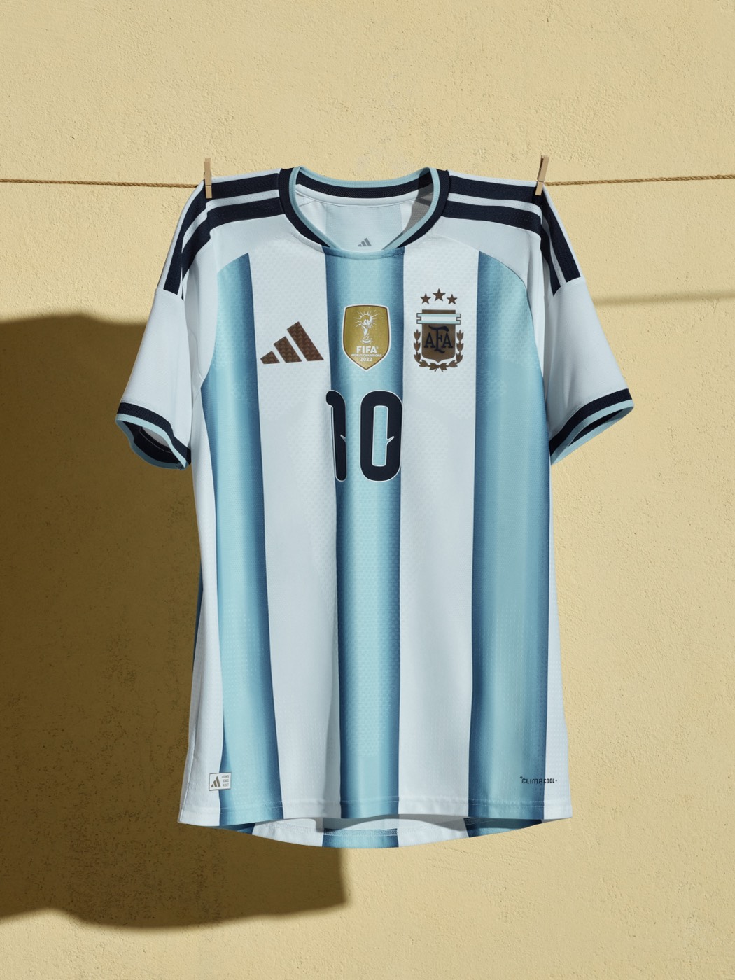 Argentina 2026 World Cup home kit by Adidas with classic blue and white stripes