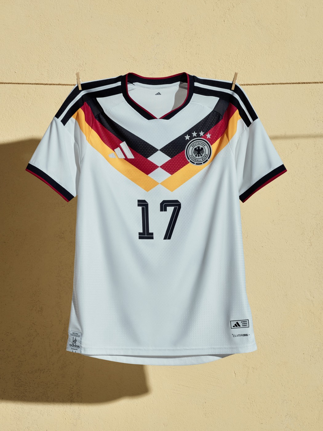 Germany 2026 World Cup home kit by Adidas with retro chevron design