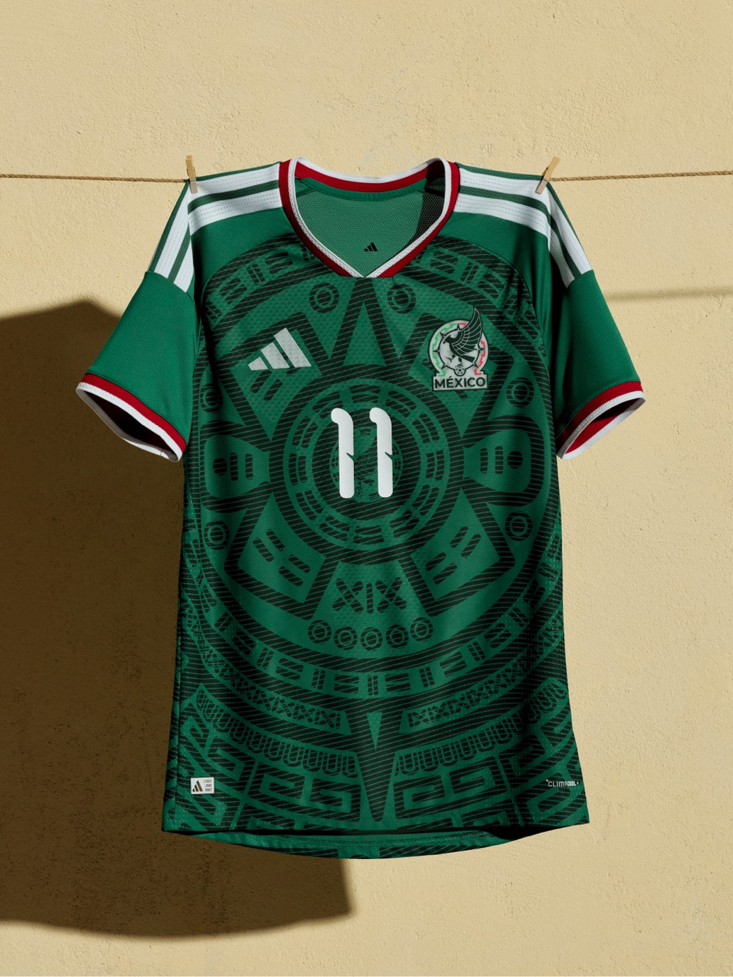 Mexico 2026 World Cup home kit by Adidas with Aztec calendar design