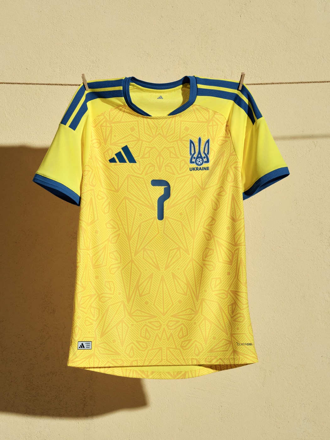 Ukraine 2026 World Cup home kit by Adidas in yellow with floral pattern