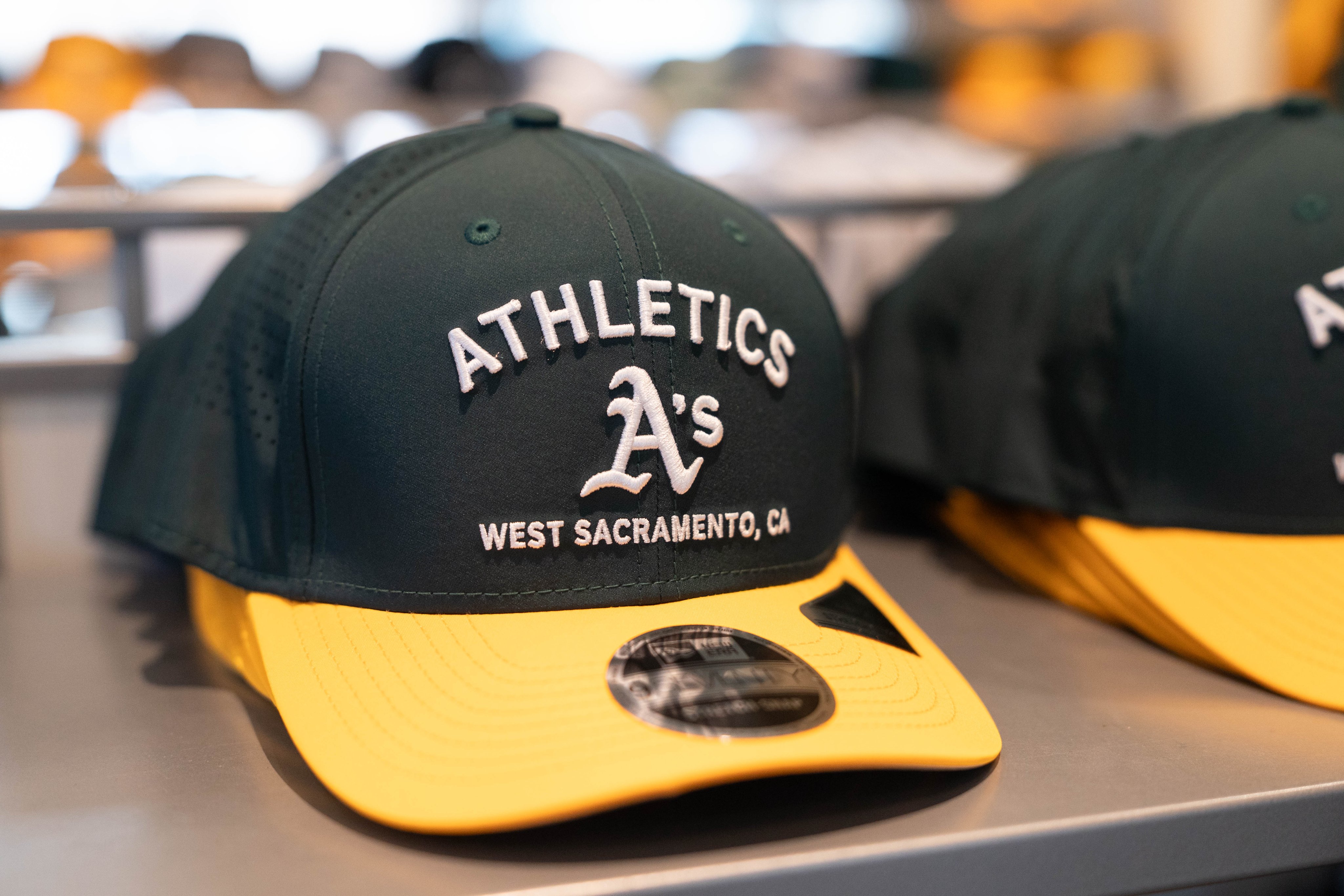 Athletics West Sacramento CA green and gold New Era hat 2026