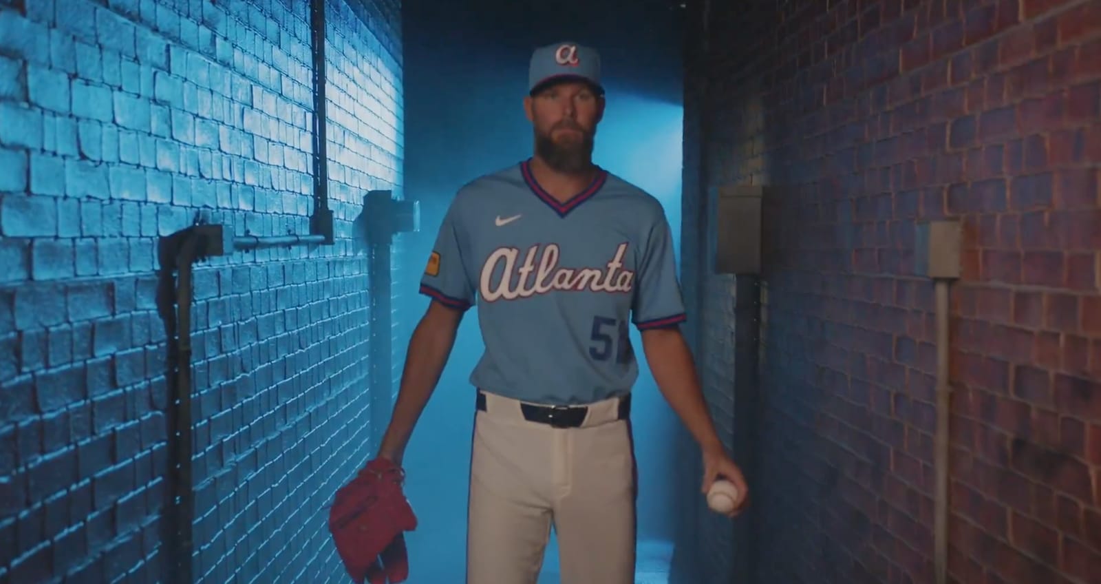 Atlanta Braves City Connect full uniform on pitcher