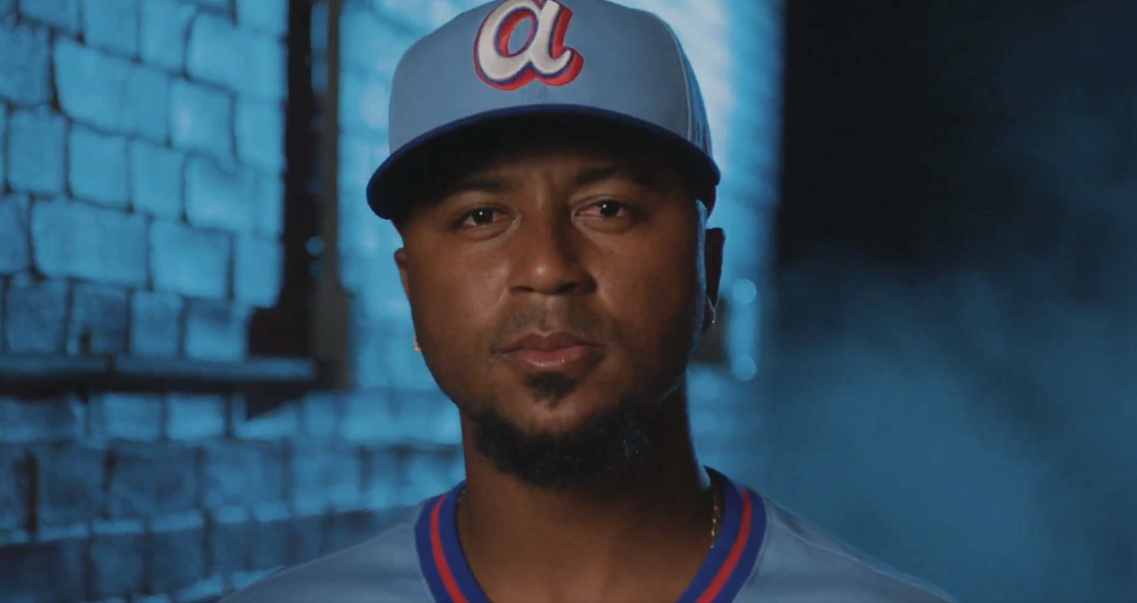 Braves player headshot in City Connect uniform