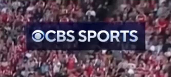 2025 CBS Sports UEFA Champions League scorebug close-up showing only the CBS Sports network corner with no UEFA round name or competition stage indicator on the broadcast graphic
