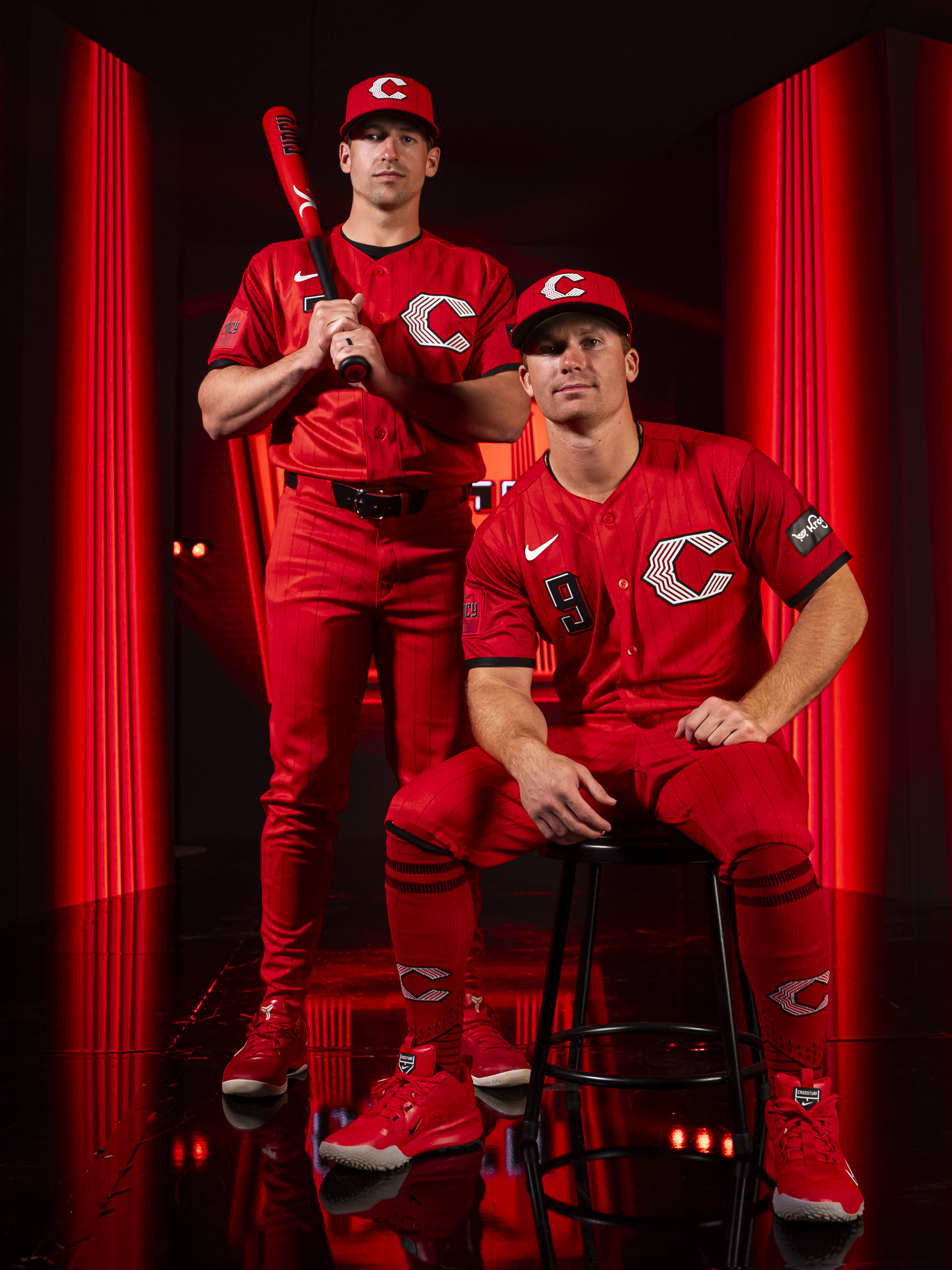 Cincinnati Reds 2026 City Connect two players sitting