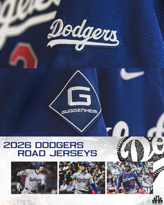 All three Dodgers 2026 road jerseys