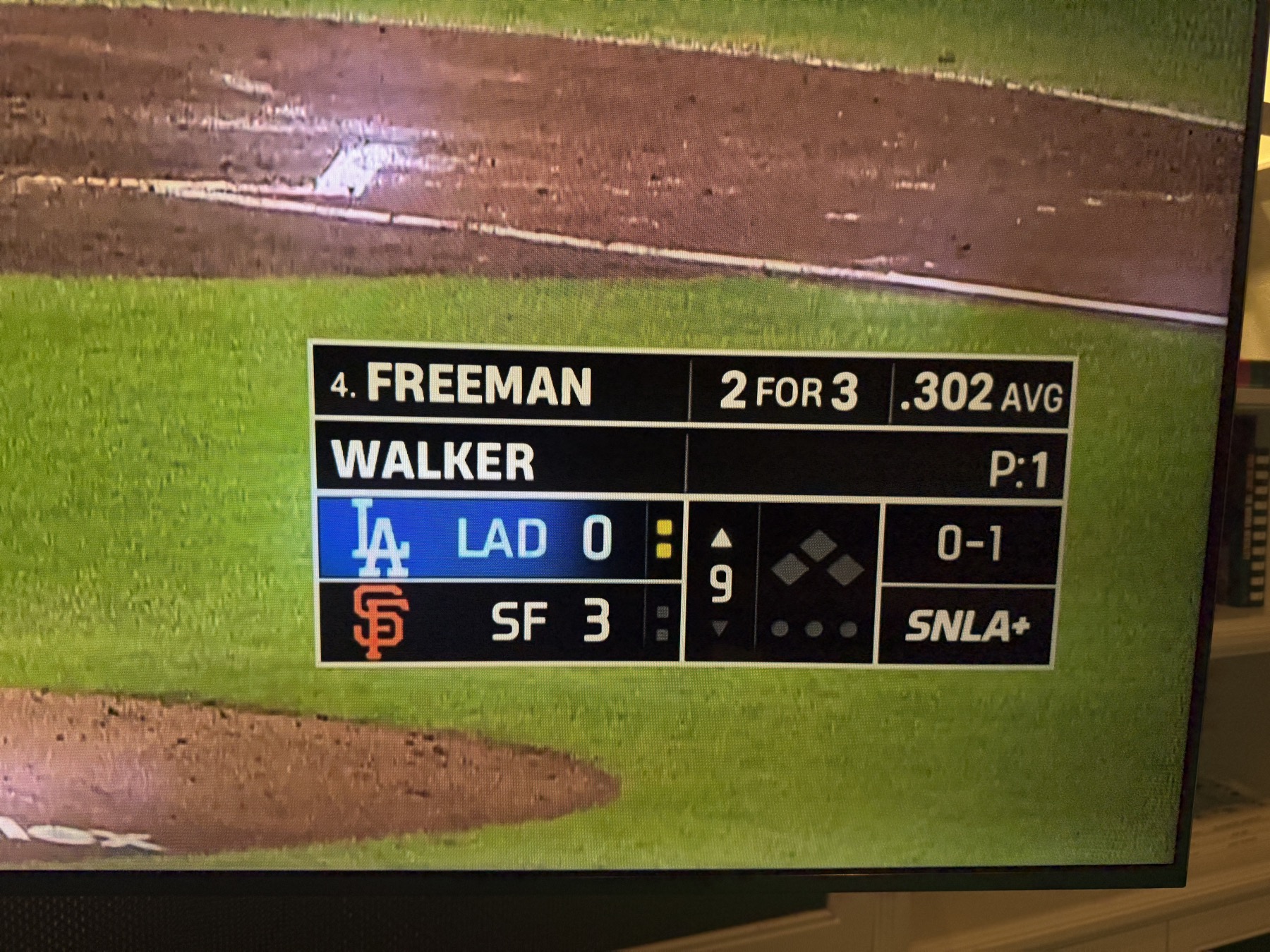 Newest 2026 Dodgers Spectrum SportsNet score bug featuring the SNLA+ logo where the challenges bar used to be, with the challenges icon now next to each team score