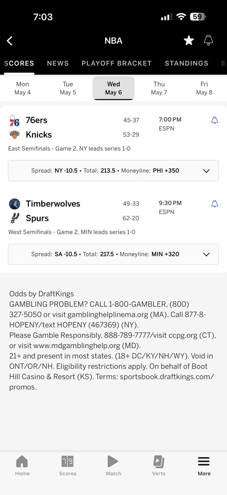 ESPN mobile app updated NBA scores page redesign showing the new cleaner score module layout, sharper type, and tightened matchup read on iPhone