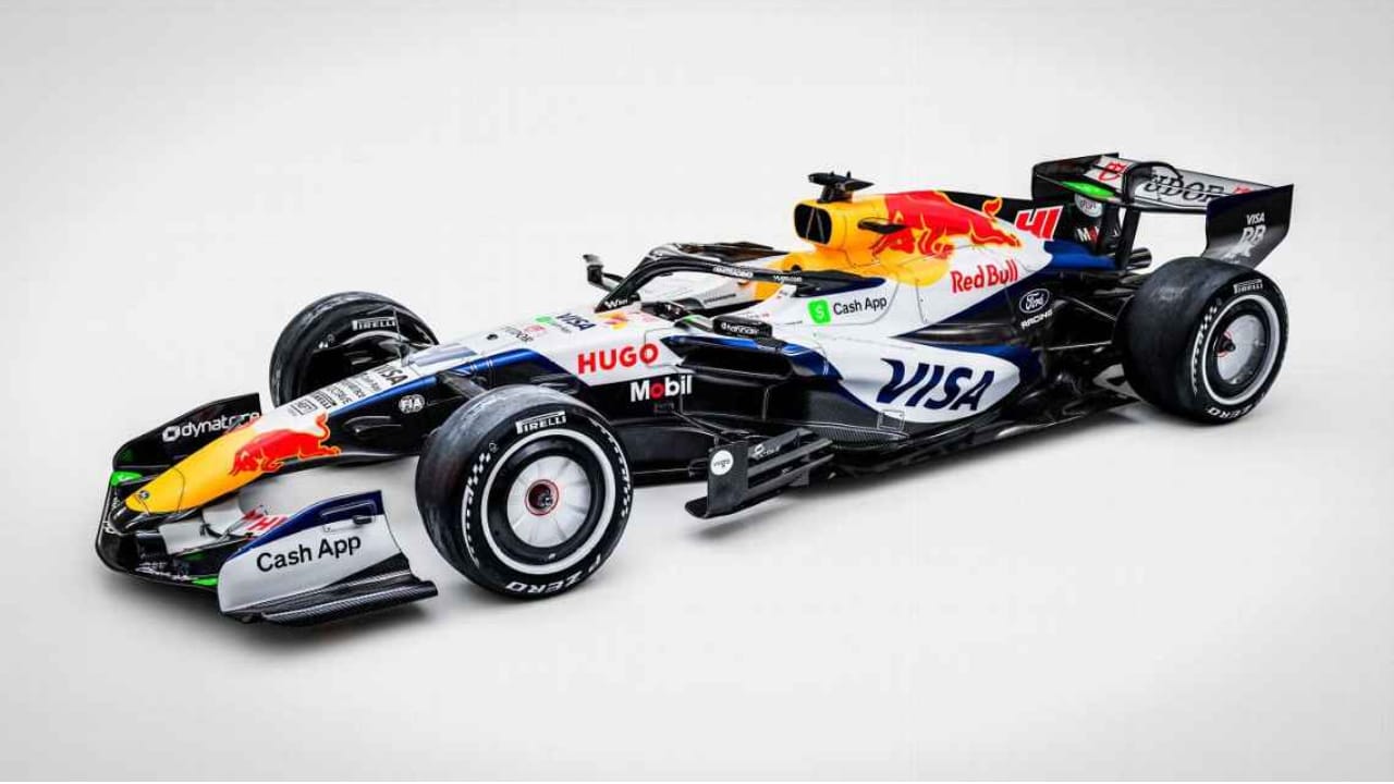 Standard 2026 Visa Cash App RB Racing Bulls F1 livery in regular dark blue and red color scheme without the yellow Summer Edition treatment, the base look the team runs every other weekend