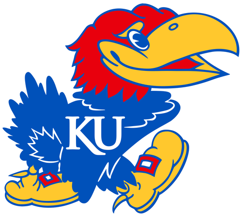 The Kansas Jayhawk logo drawn by Harold Sandy in 1946, still in use, wearing yellow shoes