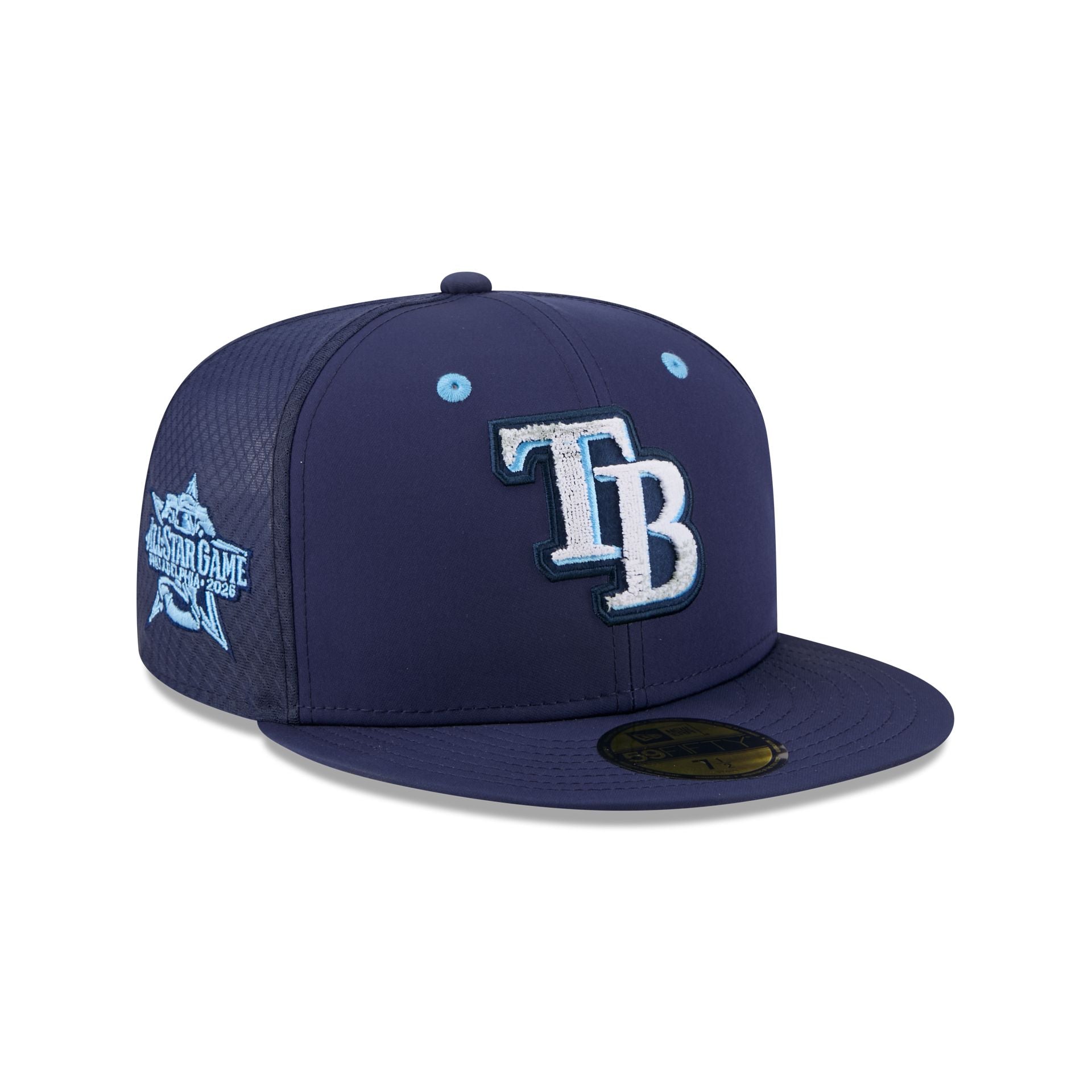 Tampa Bay Rays 2026 All-Star Game Workout cap, navy with white and columbia blue chenille TB logo
