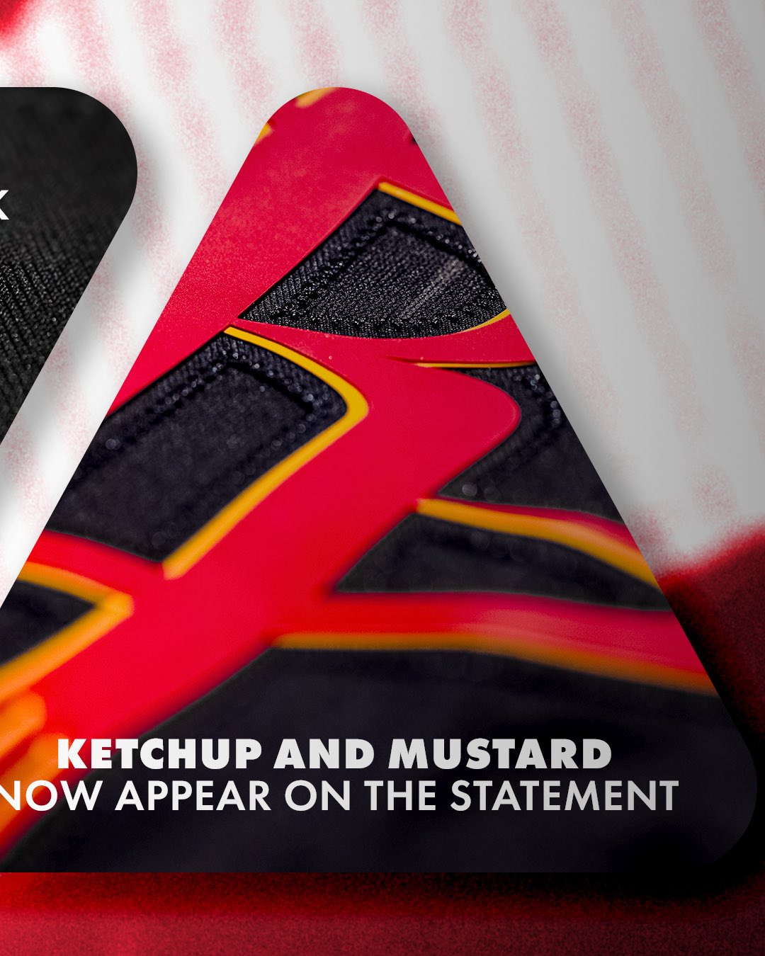 Houston Rockets 2026-27 Statement Edition black jersey ketchup and mustard color story macro detail showing the red and Championship Yellow layered numbers on the black mesh fabric base
