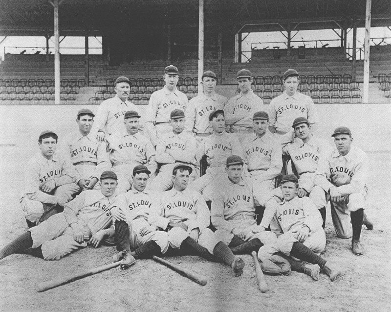 The 1899 St. Louis Perfectos team photo in ST. LOUIS jerseys
