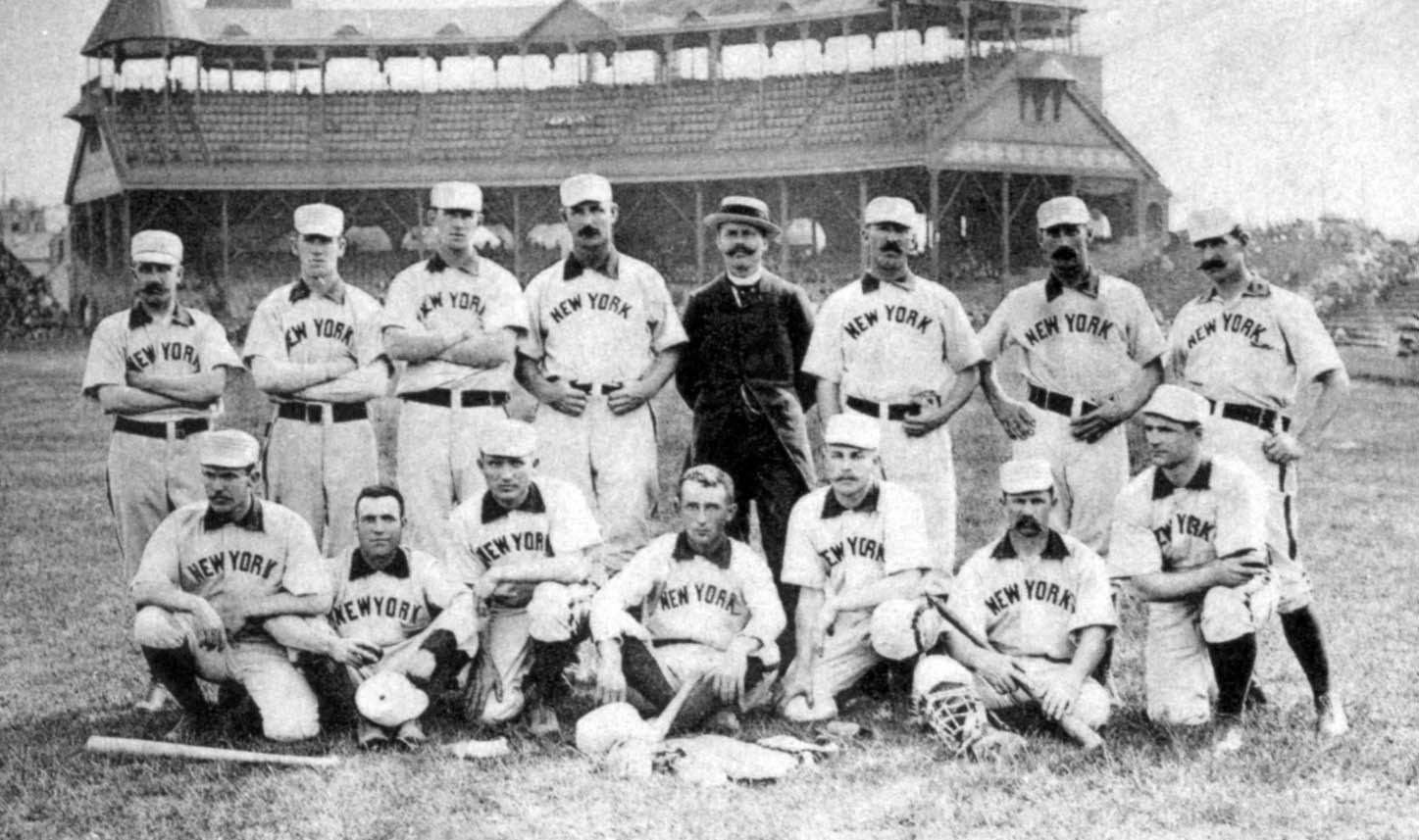 The 1888 New York Giants team photo in NEW YORK jerseys