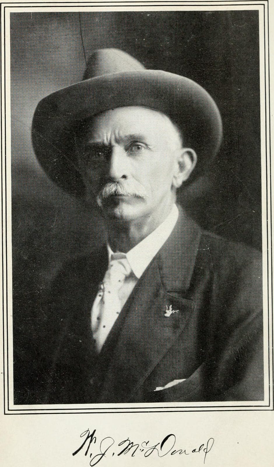 Portrait of Texas Ranger Captain Bill McDonald in a wide-brimmed hat, from a 1909 book