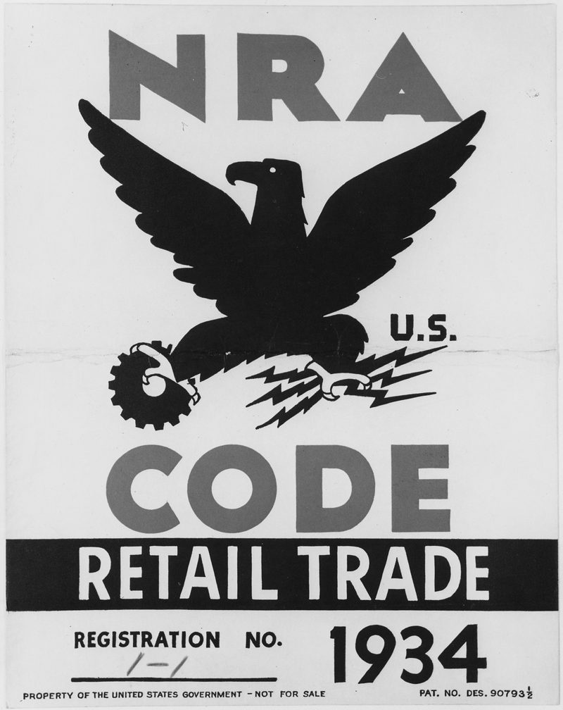 A 1934 National Recovery Administration poster with the Blue Eagle emblem that inspired the Philadelphia Eagles name
