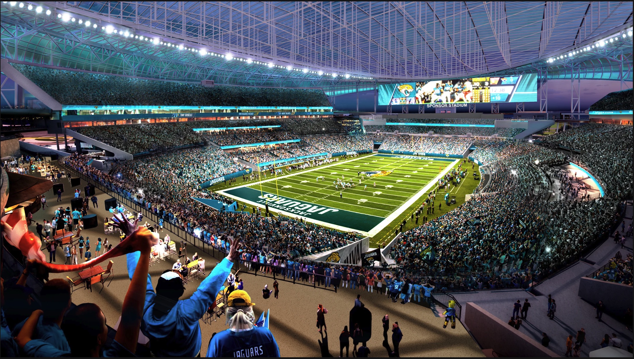 Jacksonville Jaguars new stadium interior rendering during NFL game