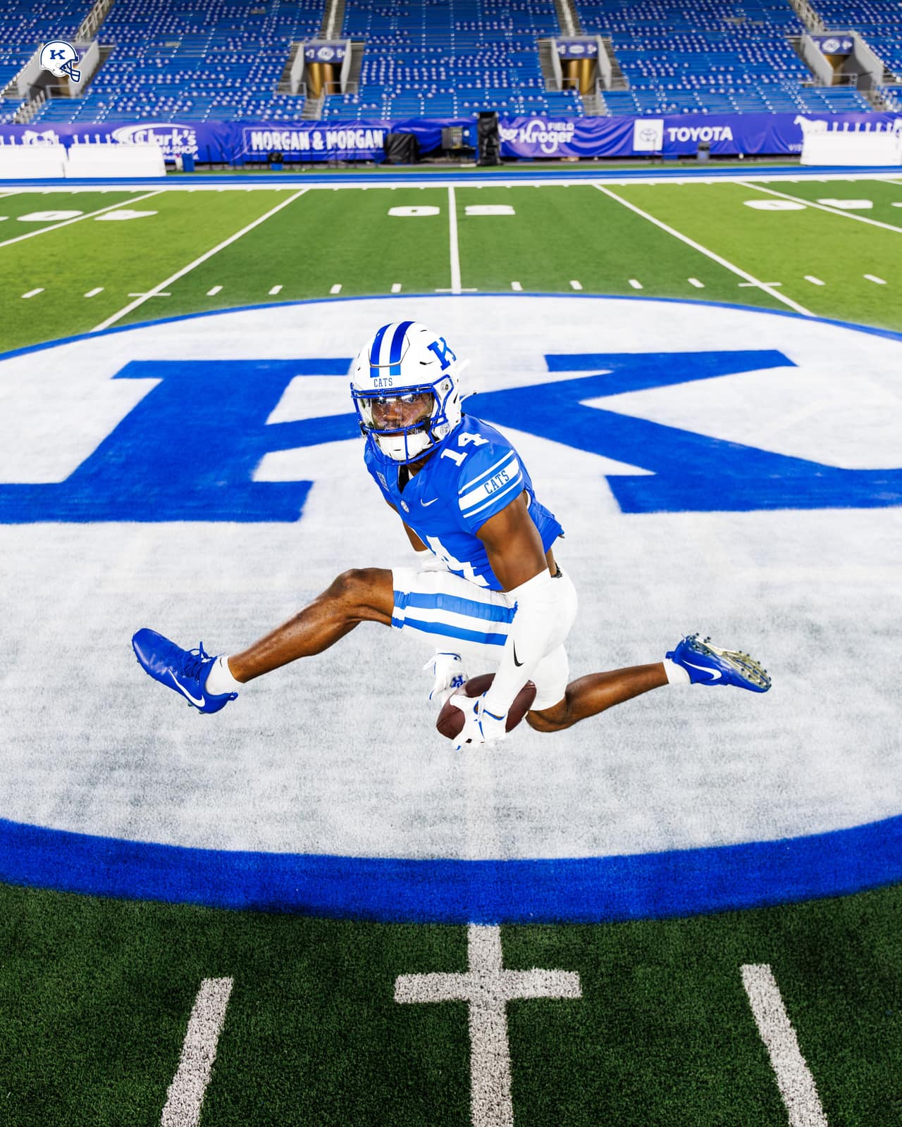Kentucky Wildcats Power K throwback uniform at midfield of Kroger Field, worn against LSU on October 10, 2026