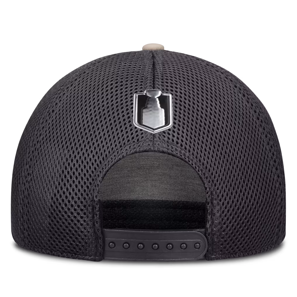 Vegas Golden Knights 2026 Western Conference Champions locker room hat back panel with the 2026 Stanley Cup Final logo applied to the rear of the hat instead of the front panel for the Knights celebrating the sweep over the Colorado Avalanche to advance to the 2026 Stanley Cup Final