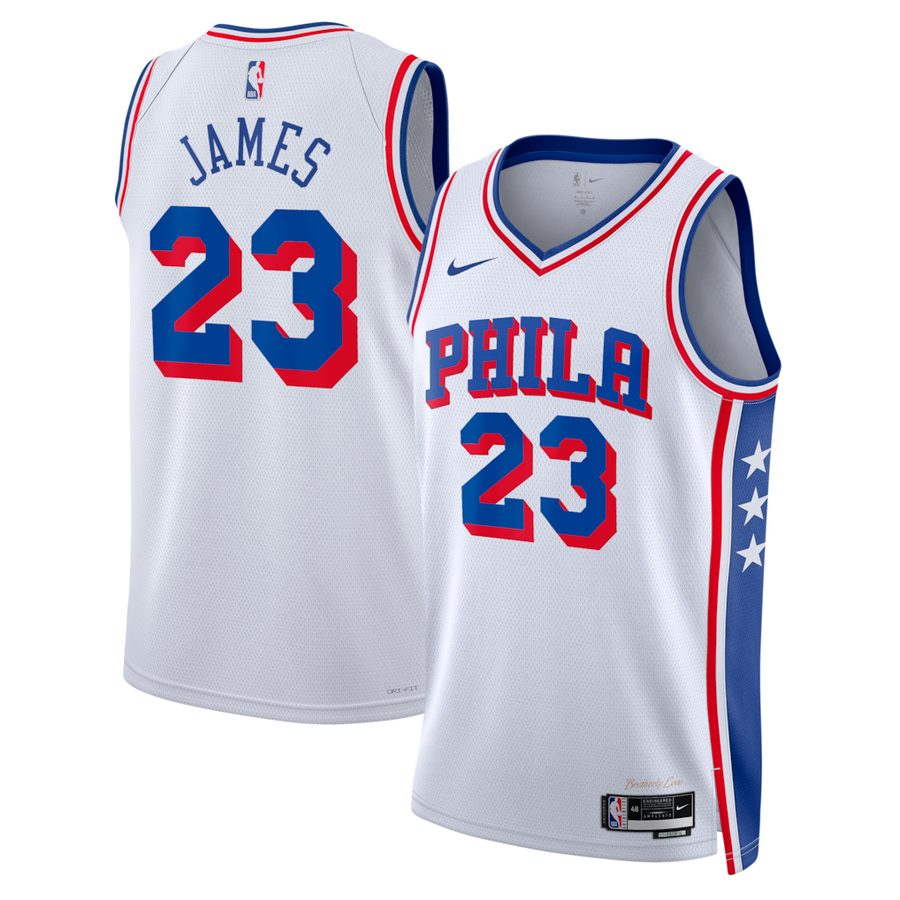 LeBron James Philadelphia 76ers No. 23 Association Edition white swingman jersey