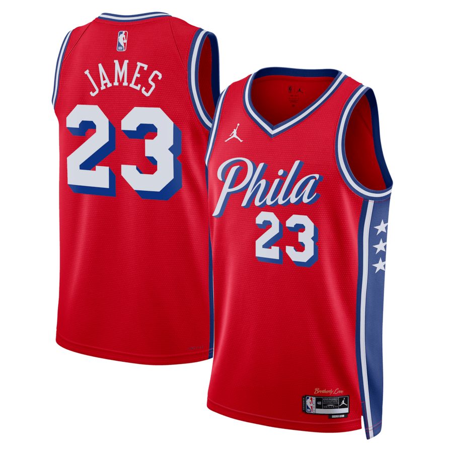 LeBron James Philadelphia 76ers No. 23 Statement Edition red swingman jersey