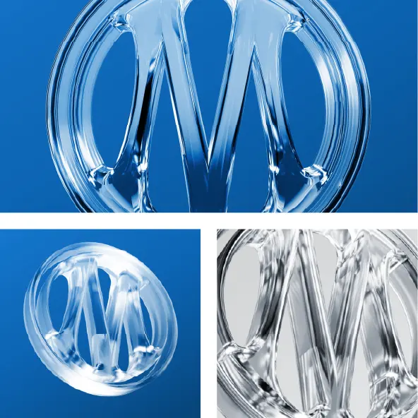 Olympique de Marseille new 2026 logo 3D chrome glass renders