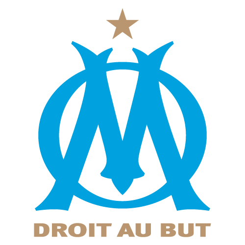 Olympique de Marseille old logo crest with gold star and Droit Au But motto