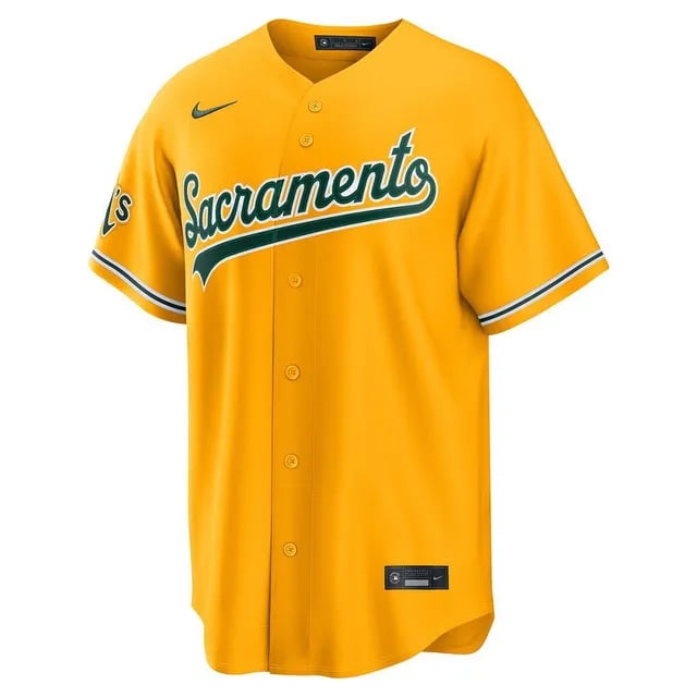 Athletics Gold Sacramento Alternate jersey worn August 15 2026, from the MLB daily uniform tracker