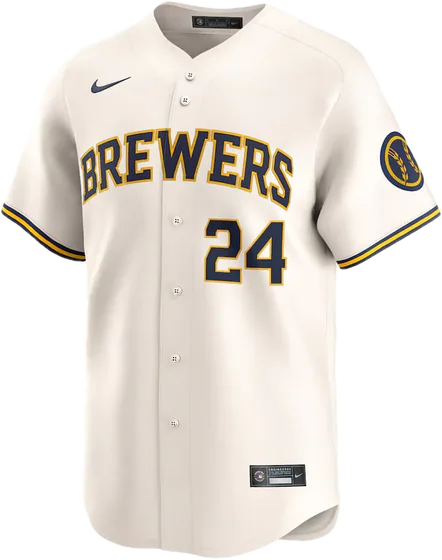 Brewers Home Cream worn Oct 12 vs Dodgers