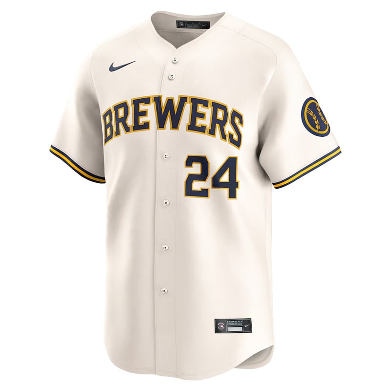 Milwaukee Brewers Home Cream jersey worn August 23 2026 against the Braves, from the MLB daily uniform tracker