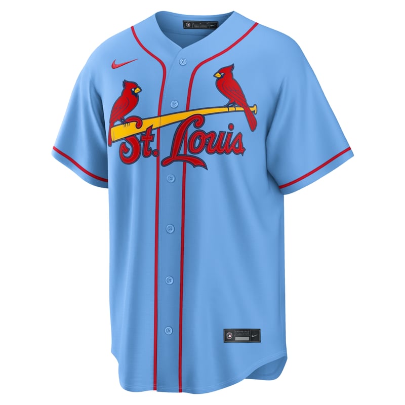 St. Louis Cardinals Powder Blue jersey worn August 22 2026 against the Phillies, from the MLB daily uniform tracker