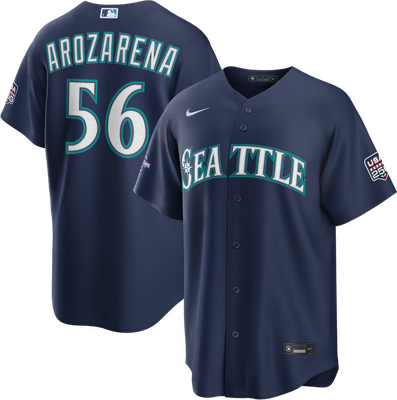 Seattle Mariners navy blue alternate jersey worn July 9 2026 at the Marlins, from the MLB daily uniform tracker