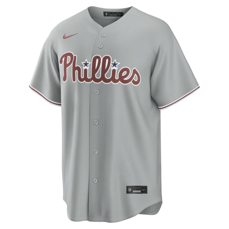 Phillies Road Gray jersey worn August 16 2026, from the MLB daily uniform tracker